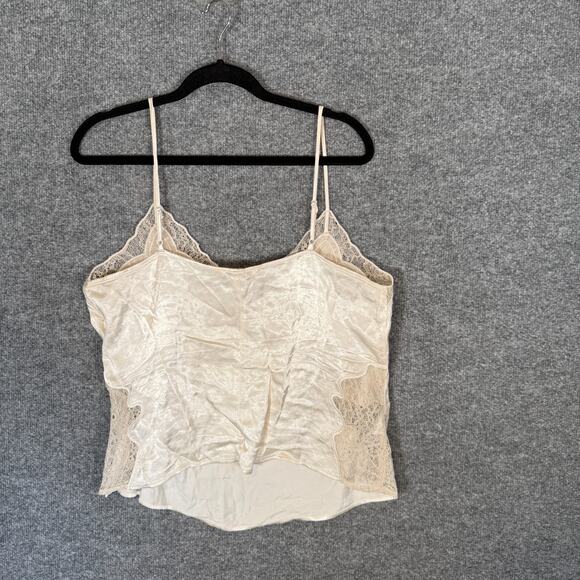 H&M Satin Slip Shirt Womens Large Beige Lace Coquette Grunge Spaghetti Strap Y2K - Picture 7 of 7
